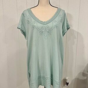 Soft Surroundings cotton mint green top